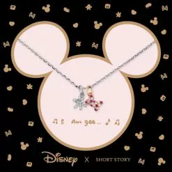 Disney Necklace Diamante Mickey Gloves & Bow, Silver -Cheap Adult Fashion Store 348658000968 3